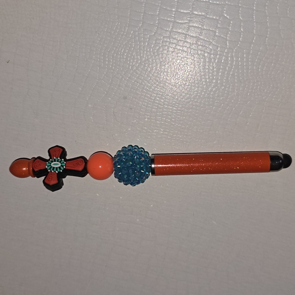 Colorful Beaded Stylus 2 In 1 Cross Pen - Picture 2 of 2